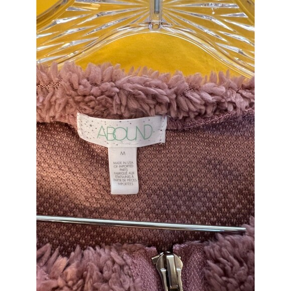 Abound Fuzzy Fleece Pullover Sweater Womens M Pink Mauve Half Zip Faux Fur NWT - Picture 2 of 6
